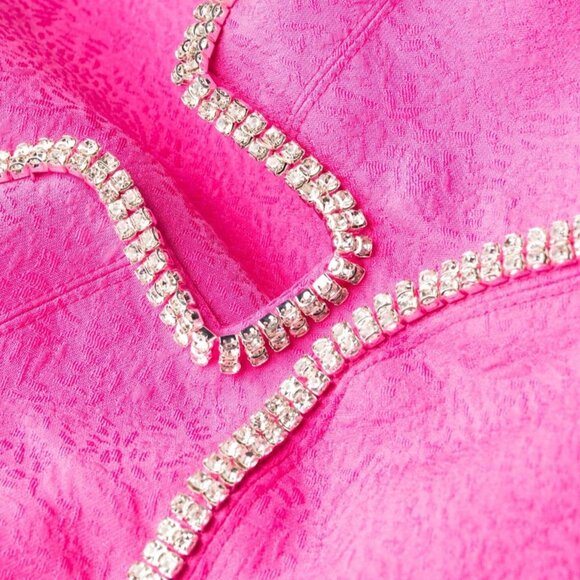 [New With Tags] SELF-PORTRAIT Off-Shoulder Flared Midi Dress With Crystal Detail - Picture 3 of 6